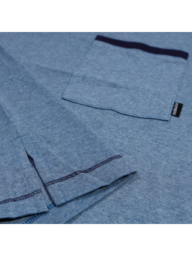 BONIFACY - męska koszula nocna z krótkim rękawem i szlafmyca [niebieska]
