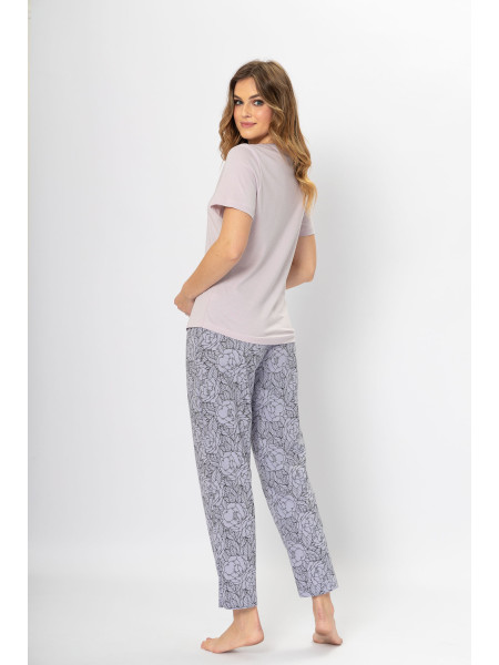 AGNA - delikatna krótka piżama damska z długimi spodniami
