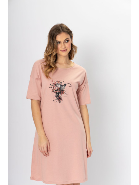 ISABEL - komfortowa damska koszula nocna z ptakiem