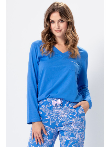 BONA - wyrazista piżama damska z kieszeniami