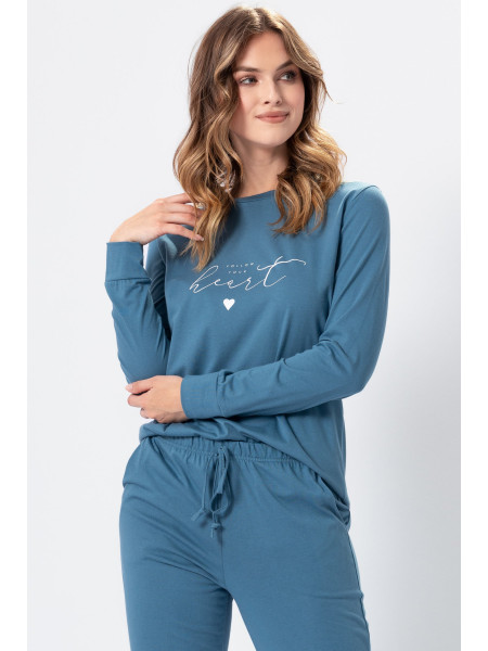 AVA - śliczna turkusowa piżama ze ściągaczami i kieszeniami