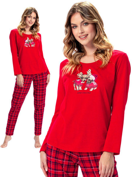 ALINA - czerwona świąteczna piżama damska