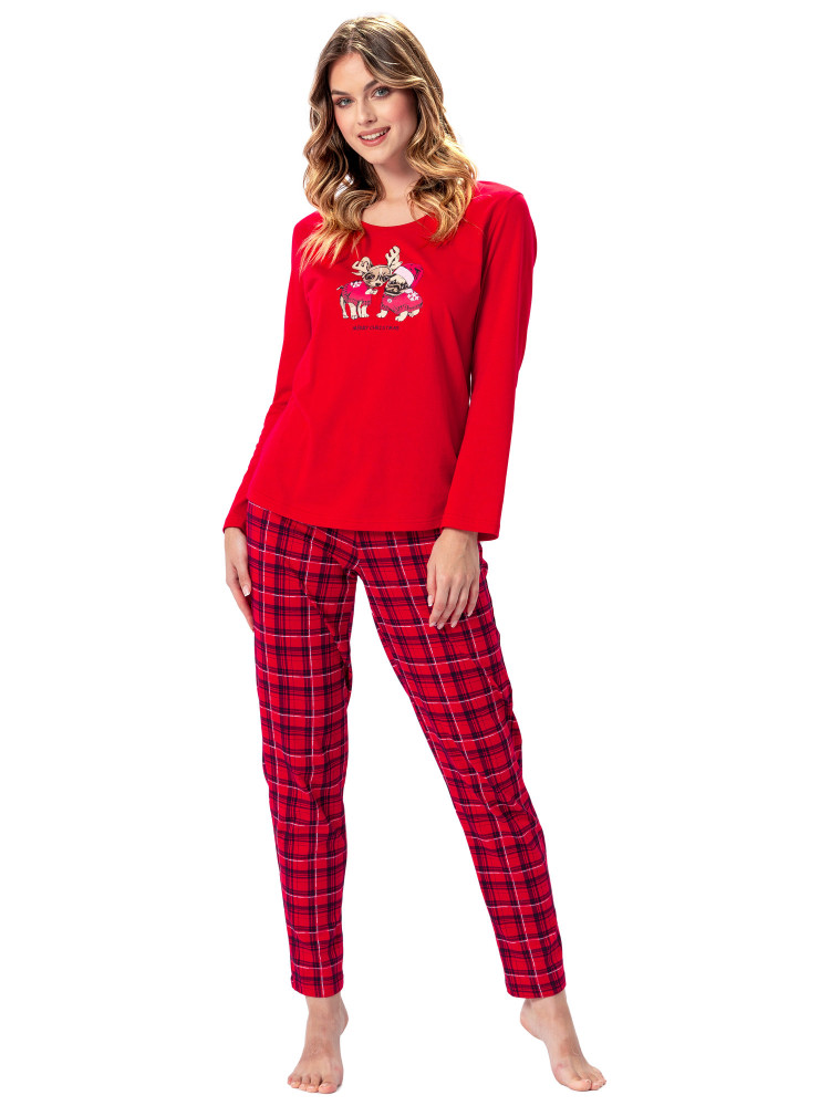 ALINA - czerwona świąteczna piżama damska