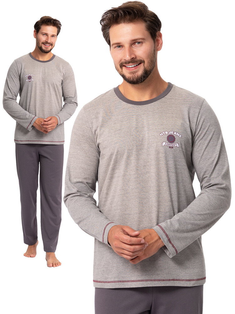 ETAN - wyjątkowo wygodna długa piżama męska [szara]