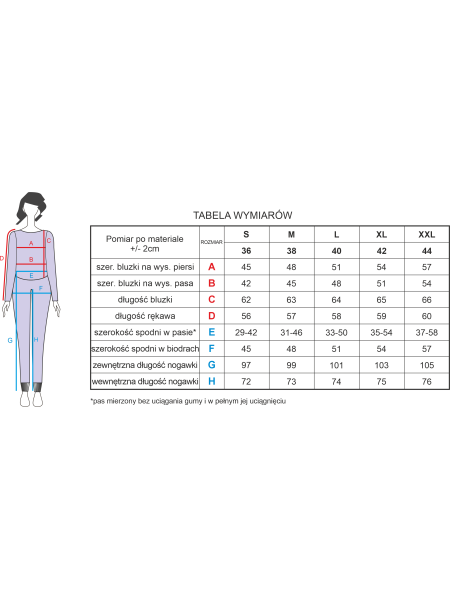 INEZ - stylowa piżama damska ze ściągaczami w nogawkach