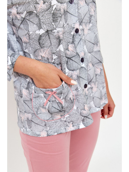 GWEN ++size - rozpinana piżama damska z kieszeniami