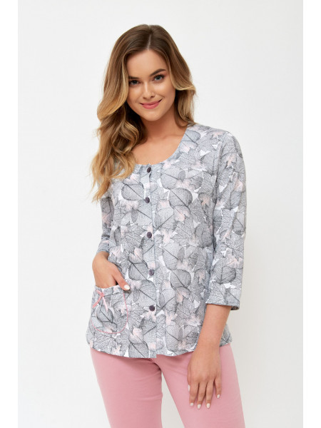 GWEN ++size - rozpinana piżama damska z kieszeniami