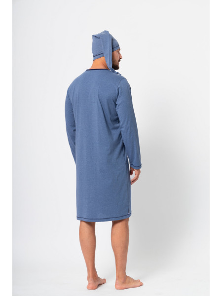 BONIFACY - męska koszula nocna i szlafmyca [niebieska]