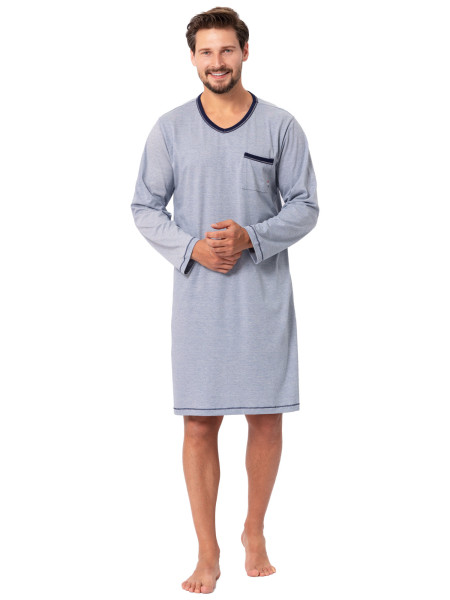 BALTAZAR - komfortowa męska koszula nocna z długim rękawem [niebieska]