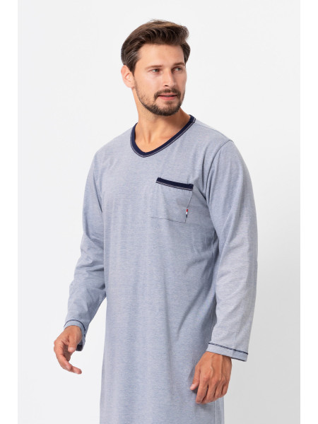 BALTAZAR - komfortowa męska koszula nocna z długim rękawem [niebieska]