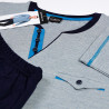 ROCH - efektowna długa piżama męska niebieska