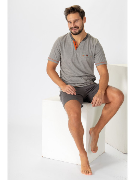 ROCH - efektowna krótka piżama męska szara