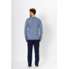 CARL - niebieska komfortowa piżama męska długa