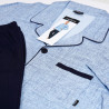AMBROŻY - elegancka niebieska męska piżama rozpinana z kołnierzykiem
