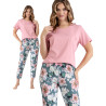 LITA - stylowa różowa piżama damska z kwiecistymi spodniami