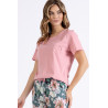 LITA - stylowa różowa piżama damska z kwiecistymi spodniami