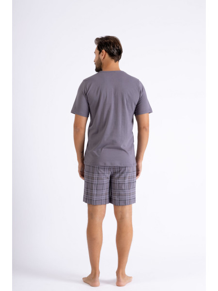 ROY - krótka piżama męska z nadrukiem rowerowym [szary]