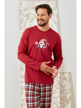 XAVIER - świąteczna piżama męska czerwona