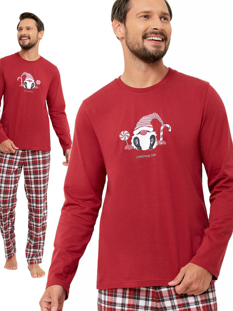 XAVIER - świąteczna piżama męska czerwona