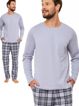 WILIAM - szara długa piżama męska